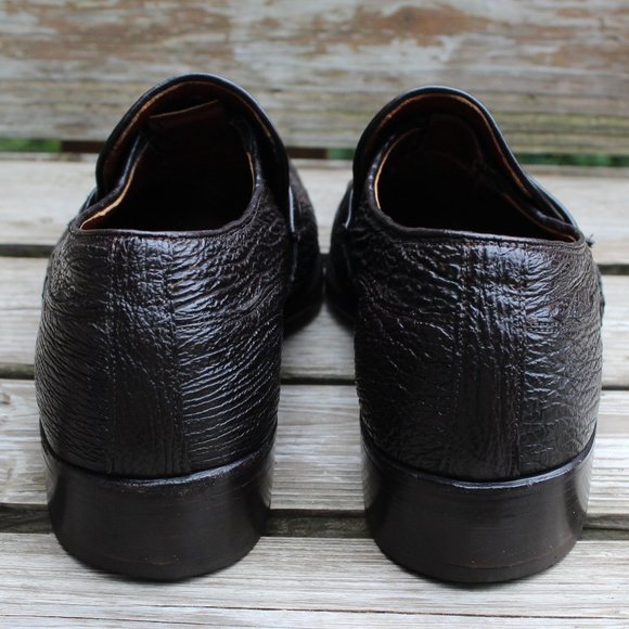 Vintage Dark Brown Genuine Sharkskin Slip-on Shoes, Made in Canada, 9.5 D, EUC - Picture 7 of 13